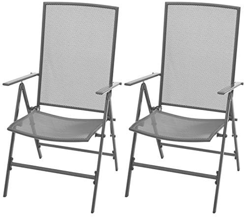 Tidyard 2X Gartensessel Gartenstuhl Stapelstuhl Hochlehner Terrassenstuhl Sessel Stuhl Gartenmöbel Essstuhl Anthrazit
