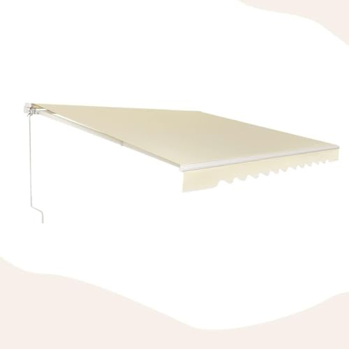GOPLUS Store Banne Manuel 3,6Mx3M, Auvent de Terrasse Extérieur et Tissu Résistant aux UV avec Manivelle et Angle Réglable 5-35°pour Patio,Balcon,Terrasse(Beige)