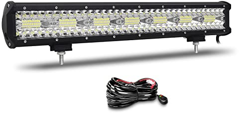 Willpower 51cm 20'' 420W Barre LED Spot et Inondation Rampe LED 12V 24V Étanche Bar a LED Feux Phare de Travail LED Projecteur LED pour 4x4 Voiture Camion Tracteur Quad Véhicule Bateau con Câblage