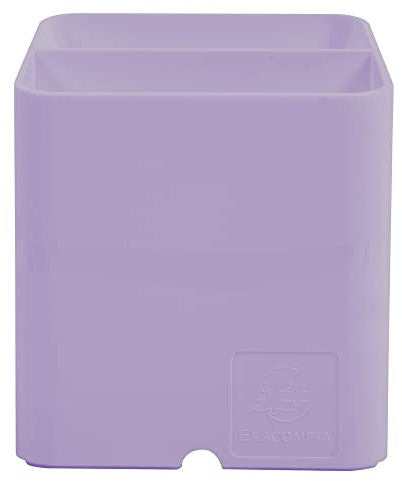 Exacompta - Réf. 67764D - 1 pot à crayons PEN-CUBE Aquarel - Avec 2 compartiments de taille et de hauteur différentes - dimensions 7,4 x 7,4 x 9,3 cm - couleur mauve