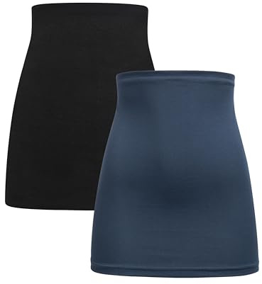 Herzmutter Long Cotton Belly Band Belt Pregnancy Woman Oekotex 100 Shirt Extender German Brand 6350 (XL, Black|Blue)
