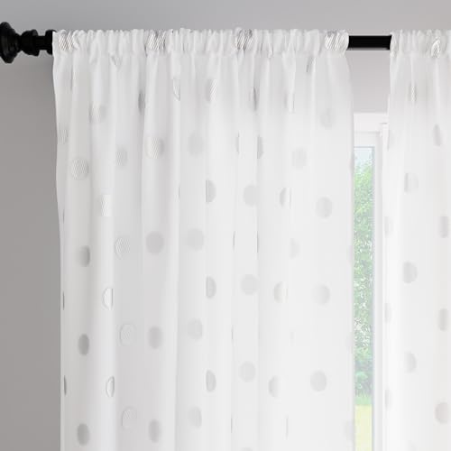 Encasa XO Cortinas Semitransparentes para Salón 56x72 Dólar White