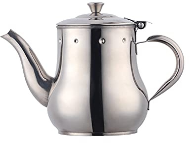 Edelstahl Teekanne Silber mit Teefilter Servierkanne Wasser Kaffeemaschine Ölkanne 500ml Buyer Star，Mirror Polish