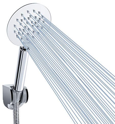 Pommeau de Douche à Main Entièrement en Métal, Pommeaux de Douche Haute Pression Voolan, Pommeau de Douche à Main Chromé avec Ruban en Téflon, Rond