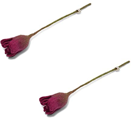 Én Gry & Sif Filzblumen Tulpen (2 Stück) - handgemachte Kunstblumen aus Filz - Frühling - Filzblüten - Trockenblumen - handgemacht (kirschrote Tulpen)