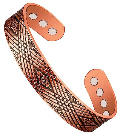 YINOX Pulsera de artritis de terapia magnética de cobre puro para hombres, artritis efectiva y alivio del dolor del túnel carpiano, joyería fácilmente ajustable (D)