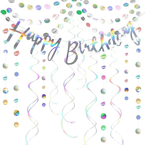 7 Stück Happy Birthday Girlande Girlande Geburtstag Girlande Deko Spiralen Party Hängende Dekorationen für Erwachsene Kinder Geburtstagspartys Oktoberfest Kommunion Sommer Party Dekorationen