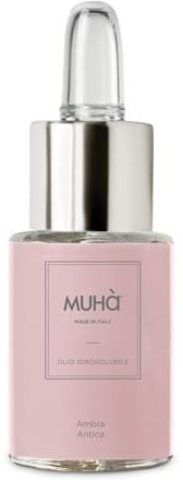 MUHA' | Olio Essenziale, Idrosolubile per Lampada ad Ultrasuoni, Fragranza Ambra Antica, Formato da 15 ml