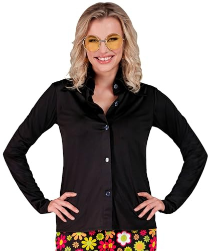 Widmann – 70-tals skjorta för kvinnor, discofjäder, blus, festoutfit, karnevalkostym