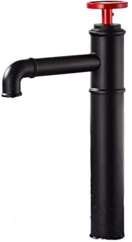 Rubinetto Bagno Elegante Rubinetto Industriale Fengshui Interamente In Rame Nero Lavabo Retrò Rosso Caldo E Freddo Sopra Il Rubinetto Del Lavabo Da Appoggio Stile Alto Nero E Rosso