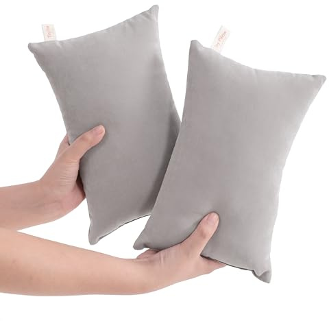 NTBAY Tiny Pillows, Down Alternative 7x11 Microfiber Mini Pillow for Travel, Pets, Soft Machine Washable Small Pillows for Neck, Wrist, Lumbar and Knee, Light Grey