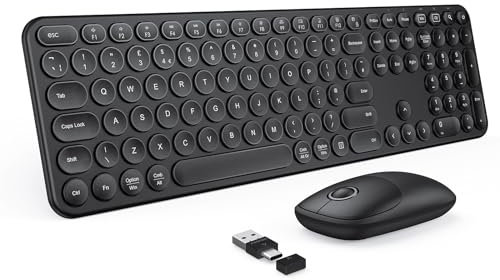 Wireless Keyboard and Mouse Set, Wireless Keyboard Mouse Combo with 2-in-1 USB and USB C Receiver, Compatible with Apple Macbook Pro/Air Windows 7/8/10 Computer Laptop PC, Black