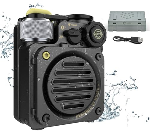 Muzen Wild-Mini Enceinte Bluetooth Portable, Haut Parleur Bluetooth Petite Exterieur, Mini Speaker Etanche IPX5 avec Lampe Torche pour Salle de Bain Douche Exterieur Camping, Cadeau Homme Garcon Noir