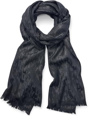 DKNY Women's Oversized Eyelash Fringe Lurex Scarf Fashion, Black, One Size