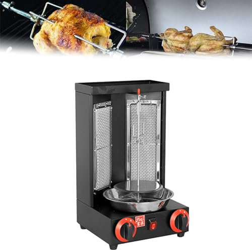 DPLXFPP Máquina Vertical De Kebab Doner Kebab A Gas, Cocina De Kebab De Encimera, Máquina para Hornear Asador Giratorio, Asador Vertical De Gas Doner Kebab Gyro Grill,Black-M
