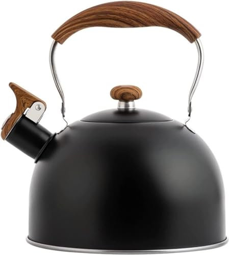 Théière sifflante pour cuisinière - Bouilloire électrique en acier inoxydable - Pour toutes les sources de chaleur - Bouilloire sifflante - Noir