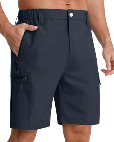 LVCBL Herrshorts vandringsbyxor herr korta byxor lätta snabbtorkande cargobyxor, Marinblå, XXL