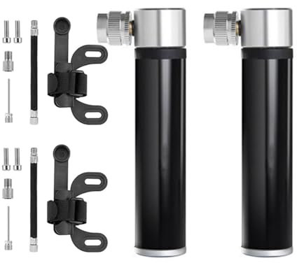 2 Stück Tragbare Mini Fahrradpumpe,120PSI Hochdruck Luftpumpe,Mountainräder und BMX passen,Aluminium Fahrrad Luftpumpe, Presta und Schrader Pumpe