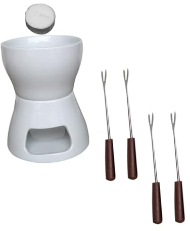 Hoement Ceramic Chocolate Melting Pot Set Fondue Burner Cheese Fondue Melting Stove Easy Cleaning
