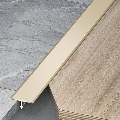 Raouoae Übergangsprofil Boden/Tür T-Profil Bodenleiste 3 Stück 100cm Übergangsschiene Flache Trennleiste Türschwellen Leiste Ausgleichsprofil Übergangsstreifen(Milchkaffee,Breite: 20 mm)