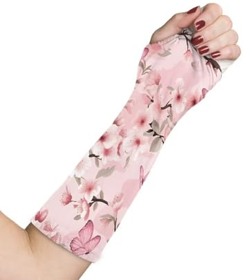 Rnyleeg Pink Arm Cast Covers for Women Butterfly Arm Plaster Cover Reusable Arm Cast Protector Cherry Blossom Cast and Bandage Protector