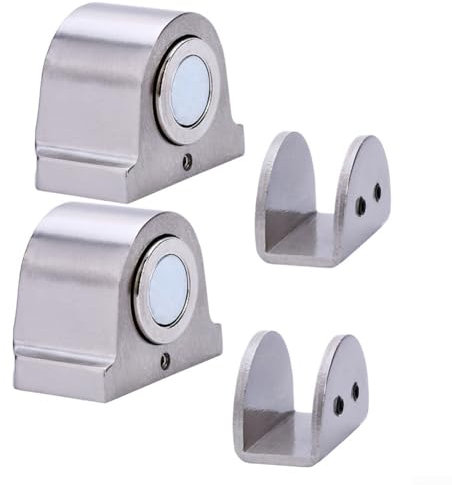 Entgoinggo Glastürhalter, Zinklegierung, WC, Türstopper, Magnet, Türstopper, Möbelbeschläge, Werkzeug für 10–12 mm Glastüren (2 Stück)