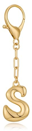 WOWORAMA Initialbuchstabe Schlüsselanhänger für Frauen Chunky Gold Bubble Buchstabe A bis Z Taschenanhänger Handtaschen Anhänger Schlüsselringe Zubehör