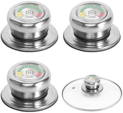 3 Pièces Boutons de Couvercle de Casserole avec Thermomètre Poignée de Couvercle en Verre Boutons de Couvercle de Pot Poignée Couvercle Casserole Bouton de Couvercle de Casserole pour Poêle Marmite