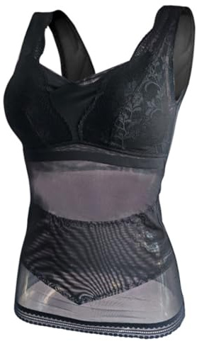 2 I 1 Postoperativ Kamisole For Kvinnor Med Inbyggd Bh-kupa Vadderad Mastektomificka Linne Undertröja Shapewear(Black,XL)