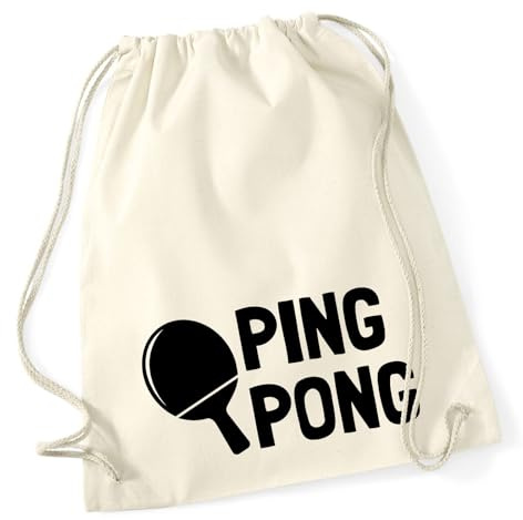 Huuraa Turnbeutel Ping Pong Tischtennis 12 Liter Natural Baumwolle Rucksack Geschenkidee