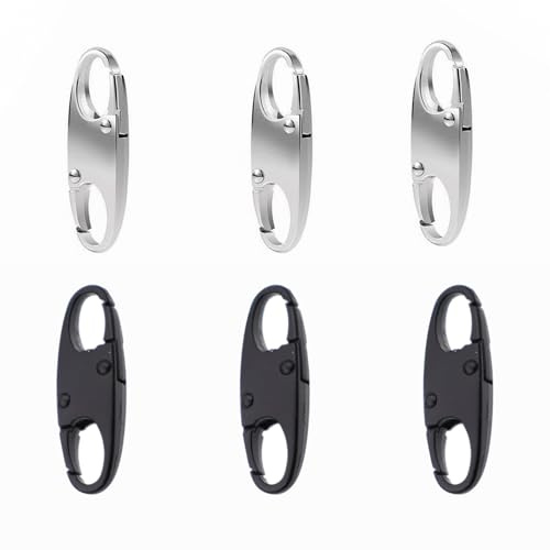 SHUNLI Lot de 6 clips antivol pour fermeture éclair, Noir et Argenté fermeture éclair amovible, Remplacement de Tirette de Fermeture, le camping