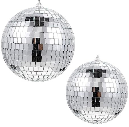 iplusmile 2pezzi Sfere Da Discoteca Riflettenti Palla Da Discoteca Argentata Decorazioni Appendere Per Feste e Matrimoni Per Locali Notturni