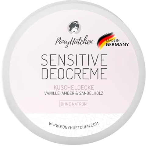 PonyHütchen - sensitive Deocreme ohne Natron - Feste Deo Creme natronfrei vegan, ohne Alu & Tierversuche - Unisex Antitranspirant Naturkosmetik made in Germany - ideal im Handgepäck - Kuscheldecke