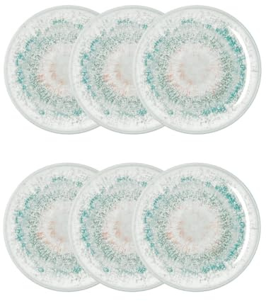 Bidasoa Set de 6 platos llanos Kai Hydrozero de porcelana 27 cm | Verde, Porcelana, formato redondo, acabado brillo, 27 cm, 6 piezas, apilable, apto para microondas