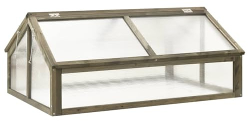 Generic 114 x 80 x 50 cm Invernadero de madera de abeto marrón, protección contra heladas para plantas, invernadero de jardín de hierbas para exteriores, mucho espacio para verduras y flores, estable