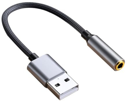Masslla Adaptador de audio USB a jack de 3,5 mm USB a jack de audio adaptador de auriculares USB A a hembra de 3,5 mm tarjeta de sonido estéreo externa B