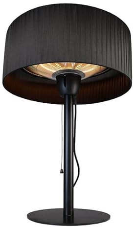FAVEX – Chauffage de table Sirmione noir – Chauffage extérieur électrique – 1 500 W – surface de chauffe jusqu'à 2 m² – IP44 – acier peint – sécurité coupe‑circuit