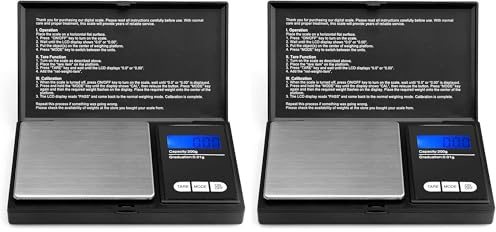 200g/0, 01g Taschenwaage - Ascher digitale Taschenwaage, 200 x 0, 01 g, Taschenwaage Feinwaage Digitalwaage Goldwaage Münzwaage (Packung mit 2)