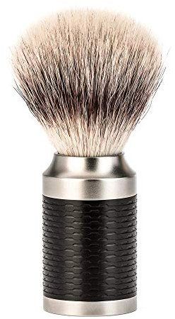 MÜHLE Rasierpinsel Silvertip Fibre, Griff aus rostfreiem Stahl/Mattschwarz