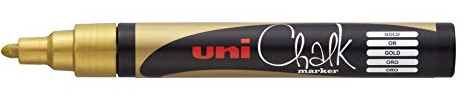 uni-ball 186210 Window and Chalk Marker UNI CHALK PWE-5M, 1.8-2.5 mm, Bullet Tip, Gold