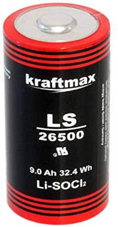 Kraftmax Lithium 3,6V Batterie LiSOCl2 LS26500 C Zelle LS 26500 Baby Bobbin Primärzelle mit hoher Energiedichte AKKUman Set