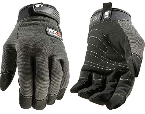 Wells Lamont Men's FX3 Extreme Dexterity Work Gloves – Padded, Ergonomic Work Gloves, Touchscreen Compatible – Heavy Duty Synthetic Leather with Reinforced Fingertips and Adjustable Fit – Gray - L