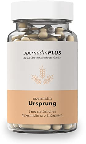 Spermidin Kapseln Ursprung - 3,0 mg Spermidin in reiner Apothekenqualität | Natürlicher Weizenkeimextrakt | Spermidine hochdosiert & vegan | Ausgezeichnete Bioverfügbarkeit | spermidinPLUS
