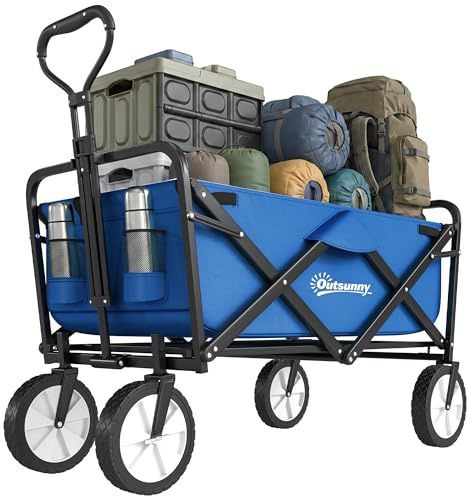 Outsunny Handwagen 135 L faltbar mit Bremsen, verstellbar Griff, max. 68 kg