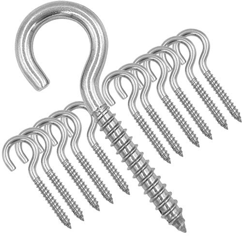 YAIRMIS 12 Pack 304 Stainless Steel Screw Eyes, Heavy-Duty Screw Hooks, Small Eyelets,Lagging Eye Bolts, Indoor and Outdoor, 3.2 inches