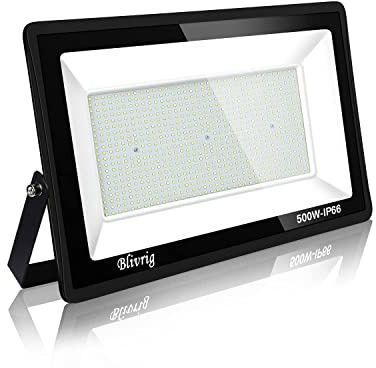 Blivrig LED Strahler Außen 500W, LED Scheiwerfer 6000K Kaltweiß 50000LM | IP66 Wasserdicht Außenstrahler, 120° Strahl, Fluter für Garten Garage Hof Hinterhof