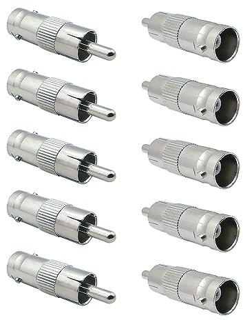 iYueMps Adattatore da BNC Femmina a Cinch Maschio per CCTV e Video Composito, 10 Pezzi