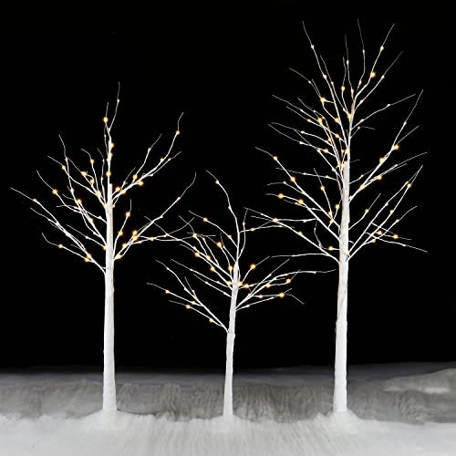 Taylor & Brown 5FT White Birch Tree With 64 Warm White LED Lights Mains Powered Pre-Lit Christmas Twig Home Party Wedding Decoration Ornament Festive Trees