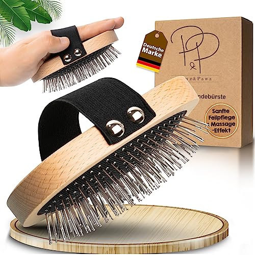 Pawz&Pawz Hundebürste Langhaar | Hundehaarbürste | Premium Bürste für Hund & Katze zur sanften Fellpflege | Striegel für Hunde & Katzenbürste | Hundekamm mit Massage-Effekt | Haustierbürste
