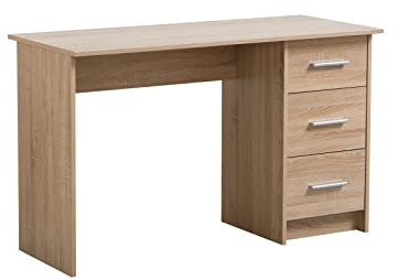 Mar.c.a. Design - Schreibtisch für Büro Valencia mit Sonoma-Effekt, Computertisch mit Griffen, Farbe Silber, Abmessungen 121 x 50 x 74 h